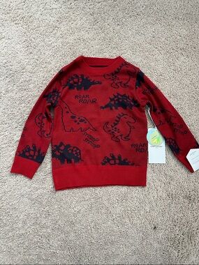 NWT Kids Red Dino Sweater - Craft + Flow 3T
